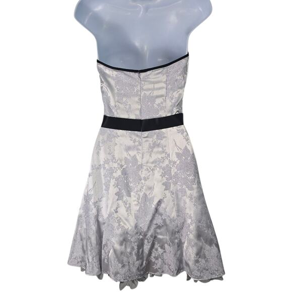 Jessica McClintock Gunne Sax Strapless Lilac Silver Jacquard Prom Party Dress - Picture 3 of 12